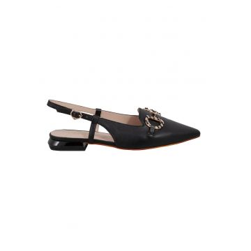 Pantofi slingback de piele cu varf ascutit