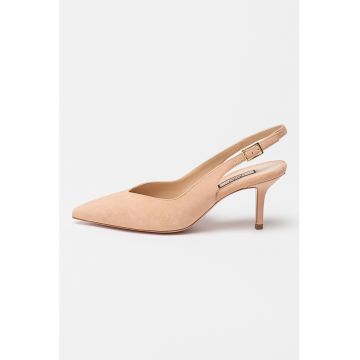 Pantofi slingback de piele intoarsa cu toc inalt Audrey