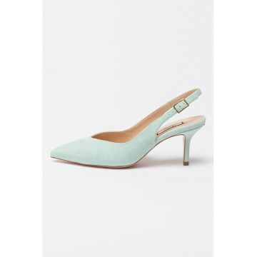 Pantofi slingback de piele intoarsa cu toc inalt Audrey