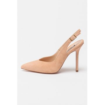 Pantofi slingback de piele intoarsa cu toc inalt Marilyn