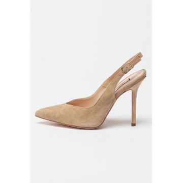 Pantofi slingback de piele intoarsa cu toc inalt Marilyn