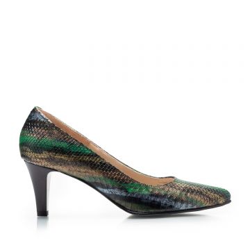 Pantofi stiletto damă din piele naturală - 2275 Cameleon Box Print