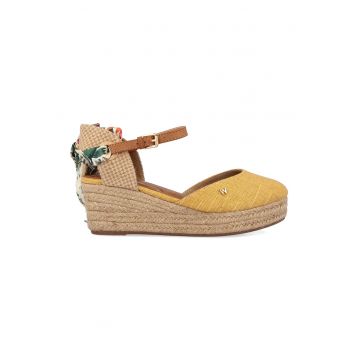 Espadrile wedge cu bareta de piele ecologica