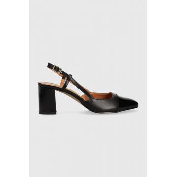 Jonak pantofi de piele DHAPOP VERNIS/CUIR culoarea negru, cu toc drept, cu toc deschis, 3300259