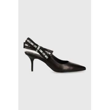 Love Moschino stilettos de piele culoarea negru, JA10247G1HIE0000