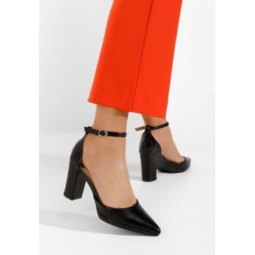Pantofi cu toc gros Asteria negri