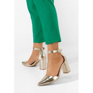 Pantofi cu toc gros Daphne albi