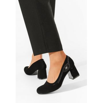 Pantofi cu toc gros eleganti Evve negri