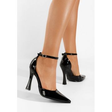 Pantofi cu toc lacuiti Triana negri