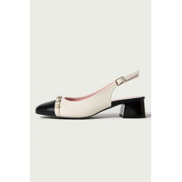 Pantofi de piele cu aplicatii cu margele