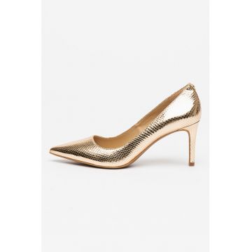 Pantofi din piele cu aspect de piele de sarpe si toc stiletto Alina