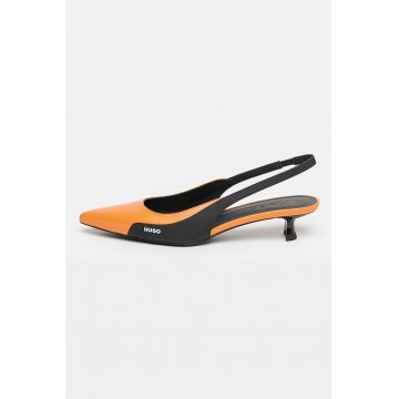Pantofi slingback cu varf ascutit - de piele si piele ecologica Alexis