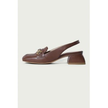 Pantofi slingback de piele cu toc masiv