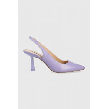 Steve Madden pantofi de piele Lustrous culoarea violet, cu toc drept, cu toc deschis, SM11002088