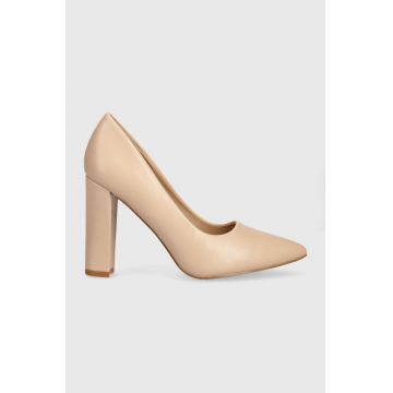 Answear Lab pantofi cu toc culoarea bej