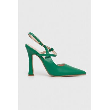 Answear Lab pantofi cu toc culoarea verde