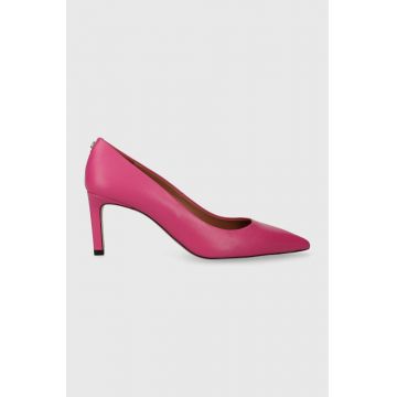 BOSS stilettos de piele Janet Pump 70-N culoarea roz, 50498836