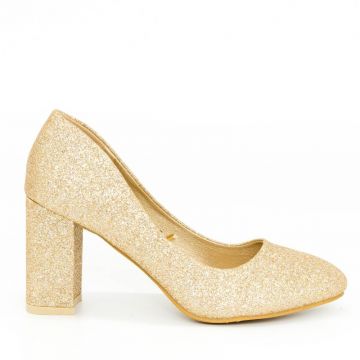 Pantofi cu Toc gros GE27B Gold | Mei