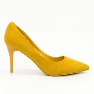 Pantofi cu Toc subtire LLH8 Yellow | Mei