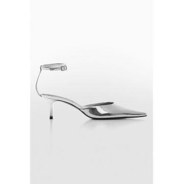 Pantofi de piele ecologica cu aspect lacuit
