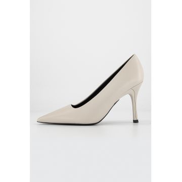 Pantofi din piele cu toc stiletto si varf ascutit Code