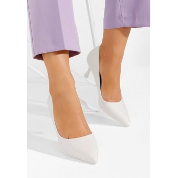 Pantofi stiletto Narelia albi