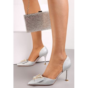 Pantofi stiletto Argintii