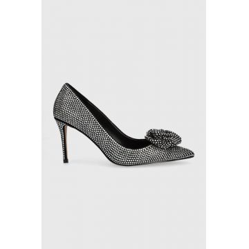 Kurt Geiger London tocuri din piele intoarsa Belgravia Bloom culoarea argintiu, 9990767209