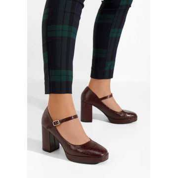 Pantofi cu toc gros Otela grena