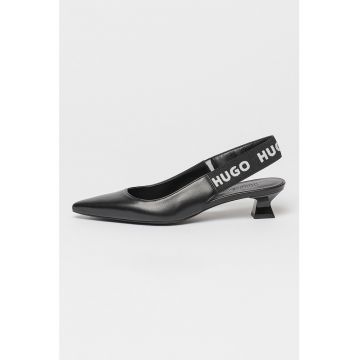 Pantofi de piele cu varf ascutit si toc kitten Rebecca