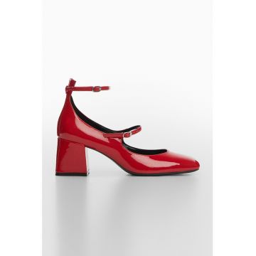 Pantofi de piele ecologica cu aspect lacuit Pipi