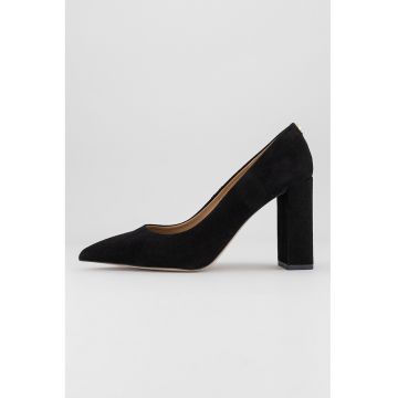 Pantofi de piele intoarsa cu toc masic Janet