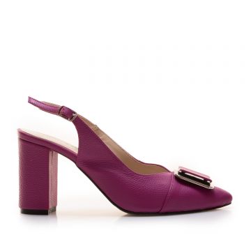 Pantofi eleganți decupați damă din piele naturală - 23029 Roșu Violet Box