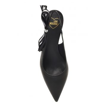 Pantofi slingback de piele cu logo