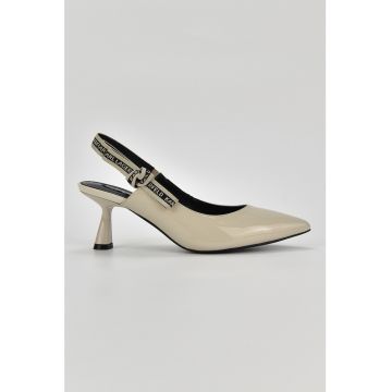 Pantofi slingback de piele cu varf ascutit
