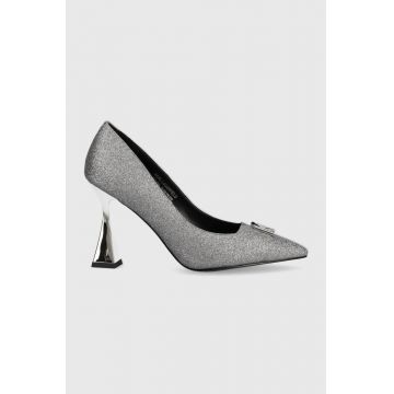 Karl Lagerfeld pantofi cu toc Debut culoarea argintiu