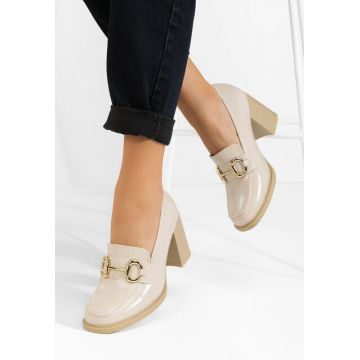 Mocasini cu toc Efora bej