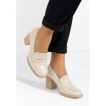 Mocasini cu toc Odesia bej