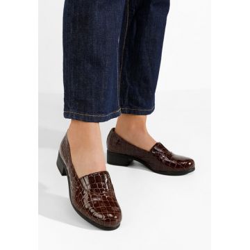 Pantofi cu toc gros piele Lofty V3 maro