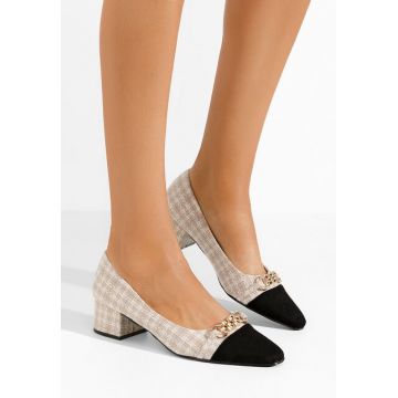 Pantofi cu toc mic Badasia bej
