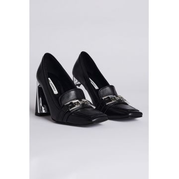Pantofi de piele cu toc masiv
