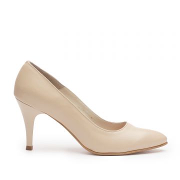 Pantofi eleganti din piele naturala,Leofex - 558 Bej Box