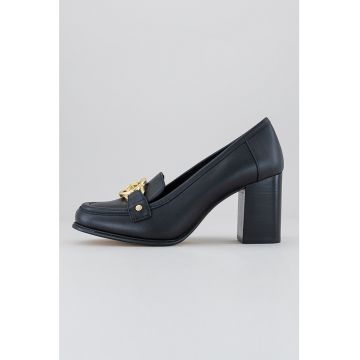 Pantofi loafer d epiele cu toc masiv
