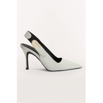 Pantofi slingback din piele cu varf ascutit si toc stiletto