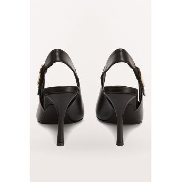 Pantofi slingback din piele cu varf ascutit si toc stiletto