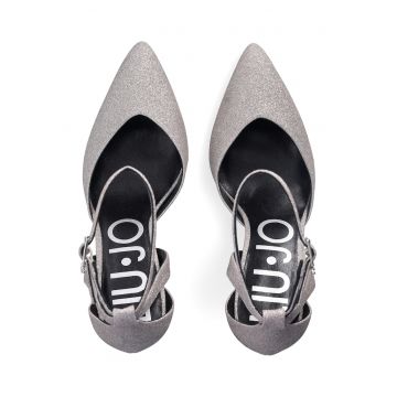 Pantofi stiletto cu aspect stralucitor si varf ascutit