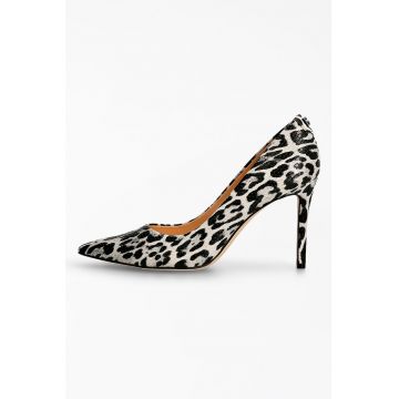 Pantofi stiletto cu toc inalt si animal print