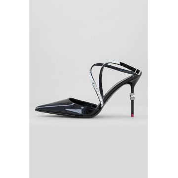 Pantofi stiletto de piele lacuite cu nijuterii decorative Carter