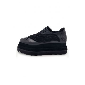 Pantofi wedge casual de piele Leaf Me