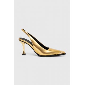 Stine Goya stilettos de piele Eiffel, 1963 Metal Cap Sling Back culoarea auriu, SG5466